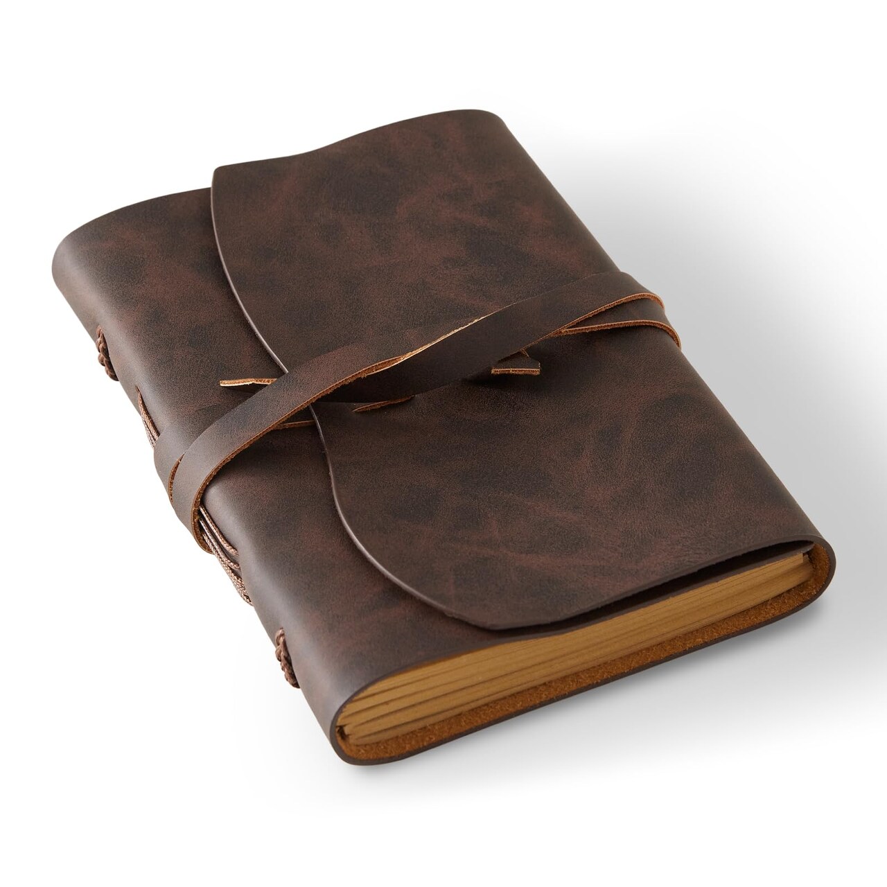 RILIHO Leather Journal Notepad, Small Notebook 4.8x6.5 Inches, Mini Journal, Retro Premium Planner, Lined Diary Vintage Style, Ideal for Women and Men, Artists, Travelers, Dark Brown